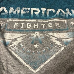 American Fighter Long Sleeve Shirt in Teal, Gray, White